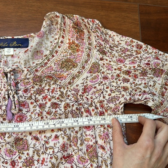 Blue Rain Women’s Long Sleeve Blouse Size XS Pink Floral Pattern - Picture 3 of 6